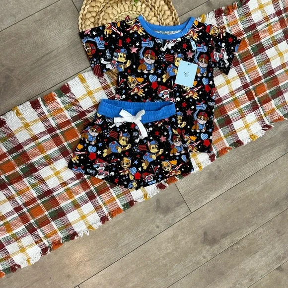 New Scottie Belle Bamboo Paw Patrol Patriotic Shorts & T-Shirt Lounge Set 12-18m - Picture 15 of 16